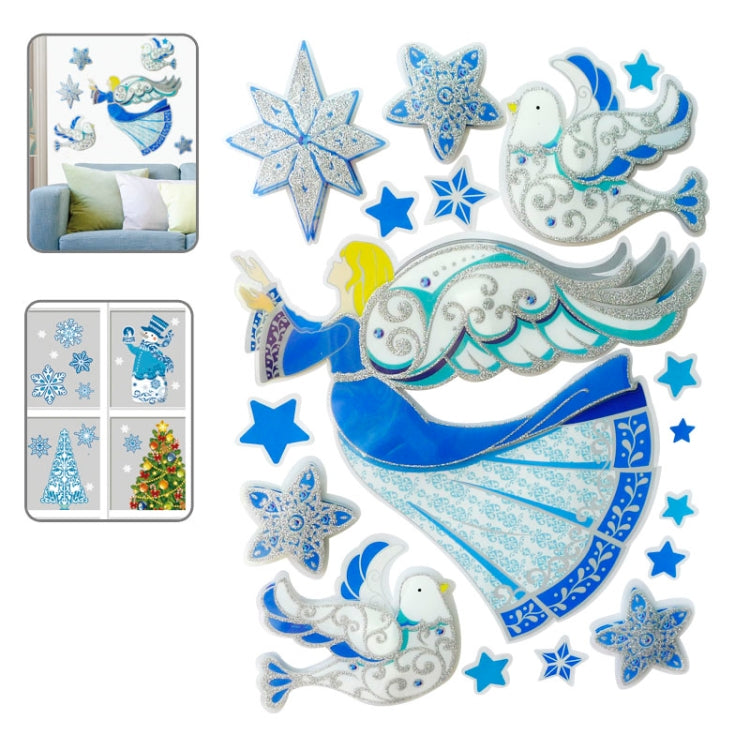 Christmas Series Angel Pattern Glitter Wall Stickers for Home Decoration, Size: 41cm x 29cm
