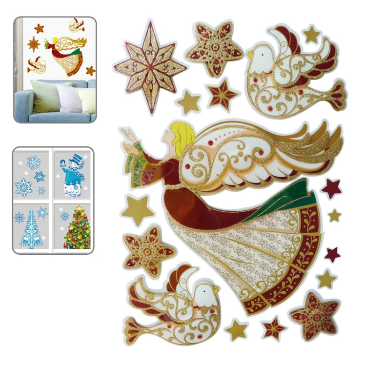 Christmas Series Angel Pattern Glitter Wall Stickers for Home Decoration, Size: 41cm x 29cm