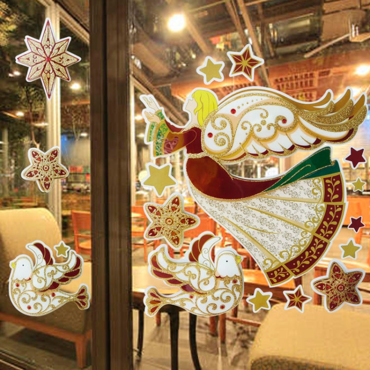 Christmas Series Angel Pattern Glitter Wall Stickers for Home Decoration, Size: 41cm x 29cm