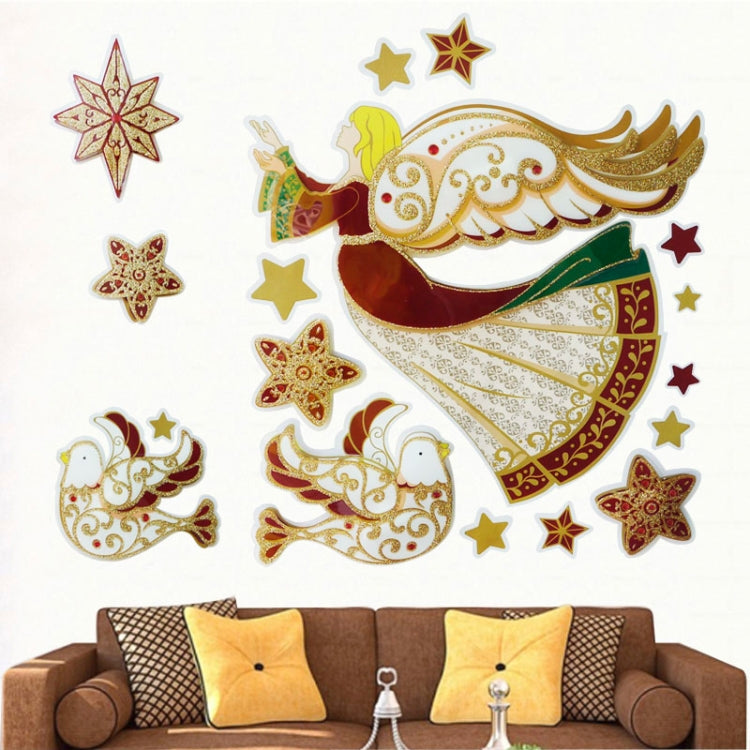 Christmas Series Angel Pattern Glitter Wall Stickers for Home Decoration, Size: 41cm x 29cm
