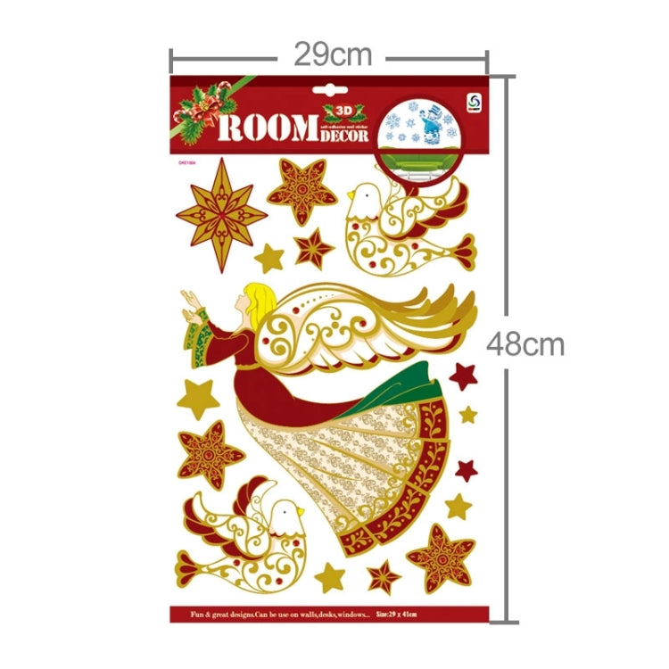 Christmas Series Angel Pattern Glitter Wall Stickers for Home Decoration, Size: 41cm x 29cm