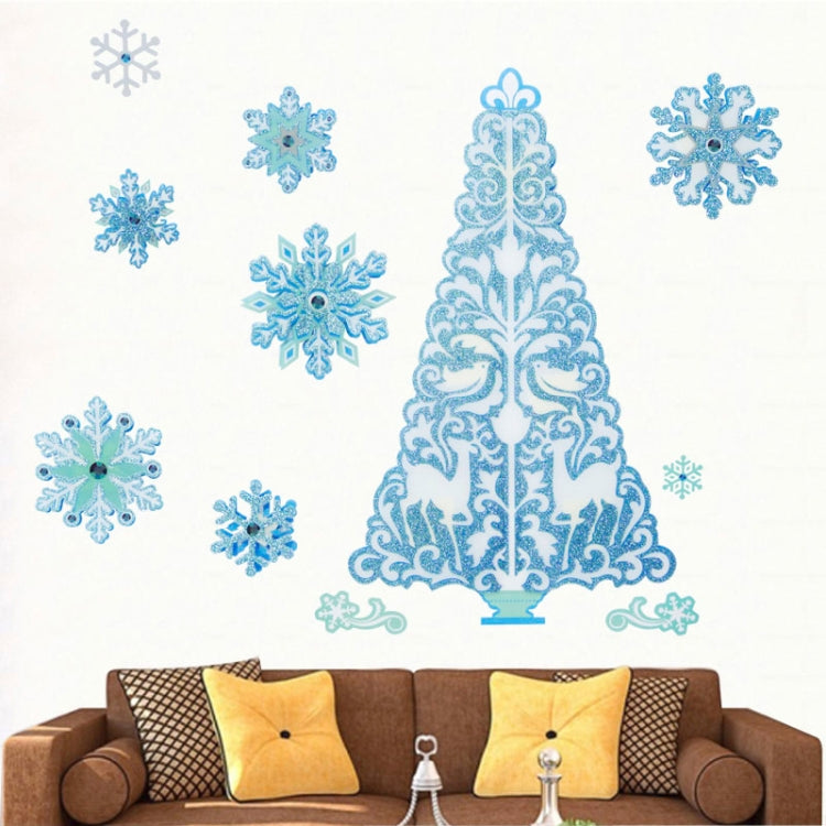 Christmas Series Snow and Christmas Tree Pattern Glitter Wall Stickers for Home Decoration, Size: 41cm x 29cm