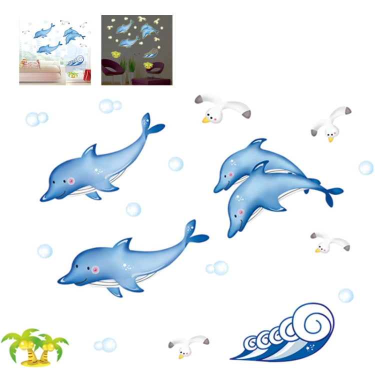 Dolphin Pattern Fluorescent Self-adhesive Removable Wall Stickers for Home Decoration, Size: 70cm x 50cm