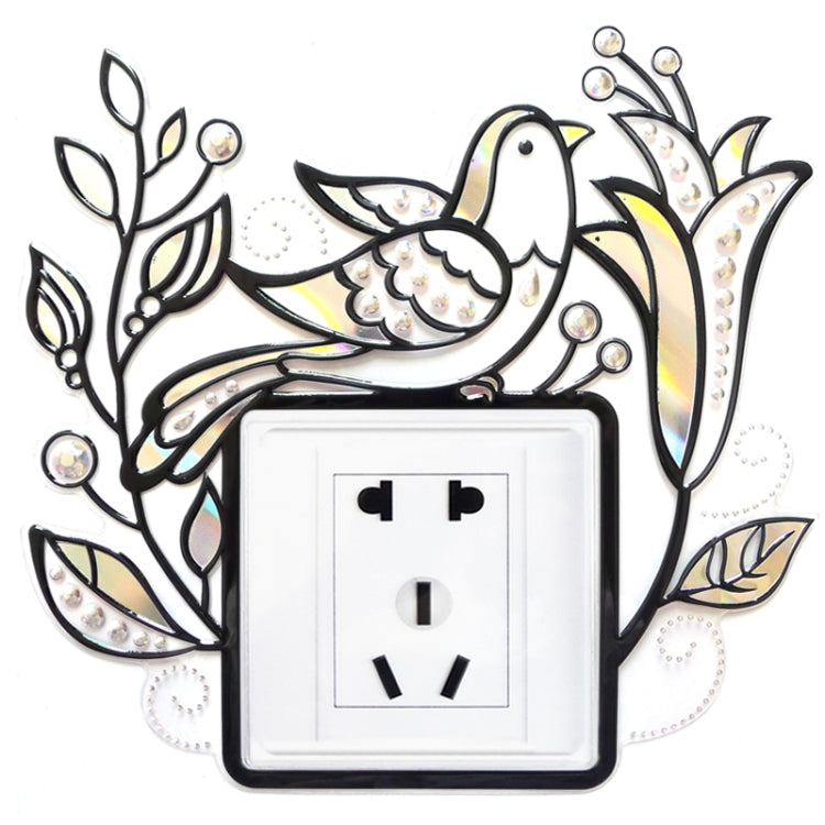 Waterproof Elegant Flower and Bird Pattern Switch Socket Wall Stickers, Size: 22.5cm x 22.5cm