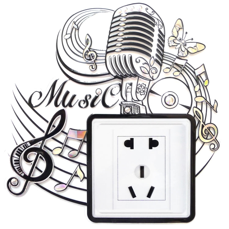 Waterproof Microphone and Musical Note Pattern Switch Socket Wall Stickers, Size: 22.5cm x 22.5cm