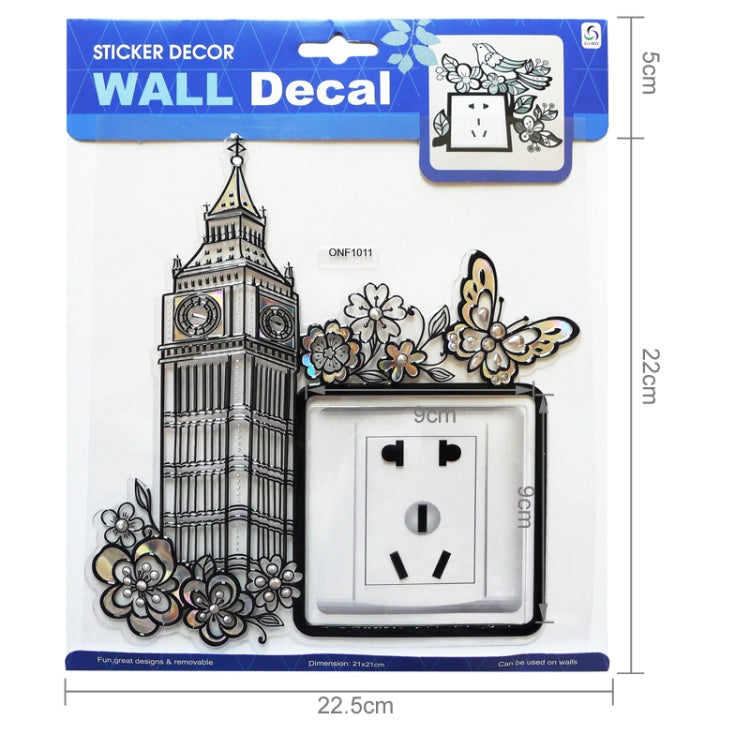 Waterproof Clock Tower Pattern Switch Socket Wall Stickers, Size: 22.5cm x 22.5cm