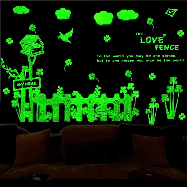 Fence and Mailbox Pattern Fluorescent Self-adhesive Wall Stickers for Home Decoration, Size: 40cm x 30cm