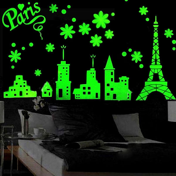 Eiffel Tower Pattern Fluorescent Self-adhesive Wall Stickers for Home Decoration, Size: 40cm x 30cm