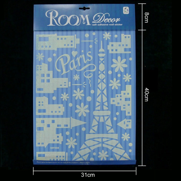 Eiffel Tower Pattern Fluorescent Self-adhesive Wall Stickers for Home Decoration, Size: 40cm x 30cm