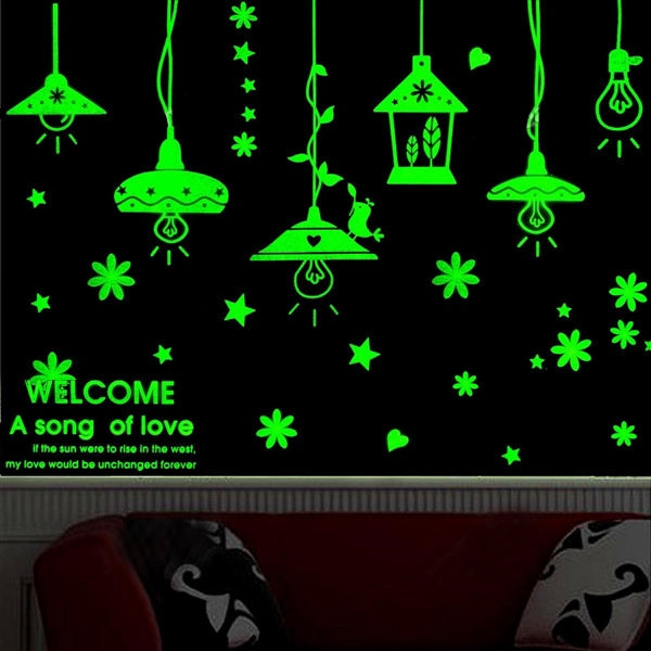 Light Bulbs Pattern Fluorescent Self-adhesive Wall Stickers for Home Decoration, Size: 40cm x 30cm