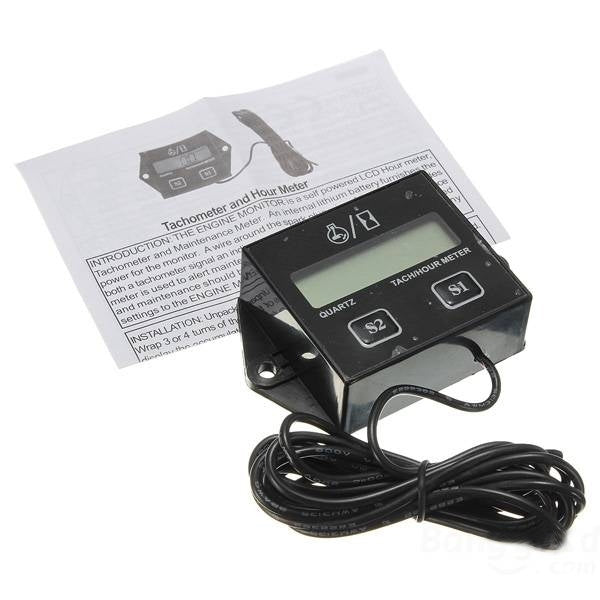 Spark Plugs Gas Engine Digital Tach Hour Meter Tachometer Gauge ATV