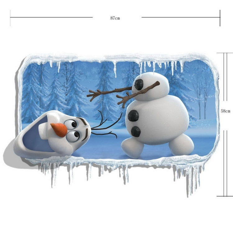 Wall Decor 3D Snowman Animal Removable Wall Stickers, Size: 87cm x 58cm