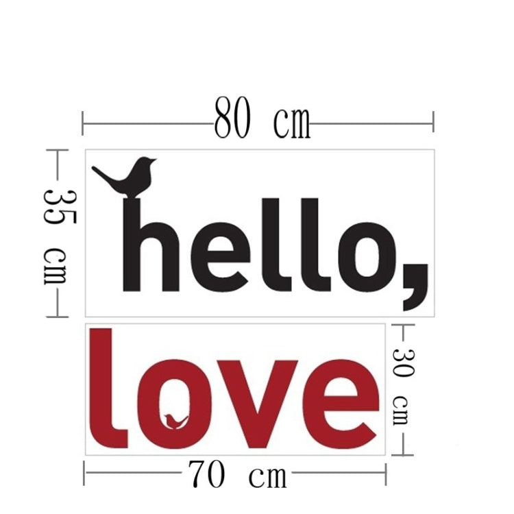 Wall Decor Hello Love Removable Wall Stickers, DIY Free Combination, Size: 35cm x 80cm, 30cm x 70cm