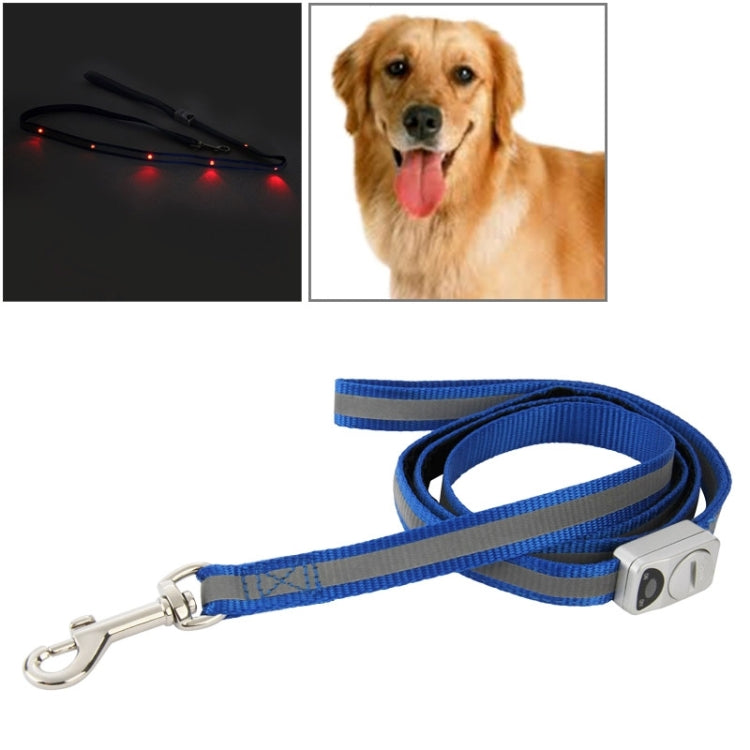 Nylon Dog Puppy LED Flashing Leash Pet Training Lead Rope for Daily Walking, Length: 1.2m(Blue)