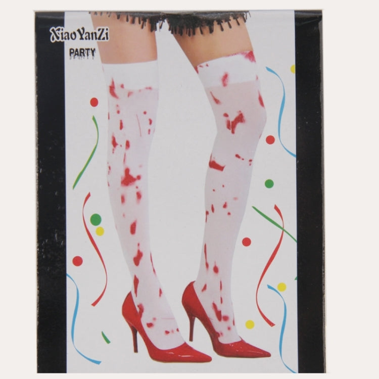 Blood Splattered Over the Knee Sock for Halloween Cosplay, Length: 110cm