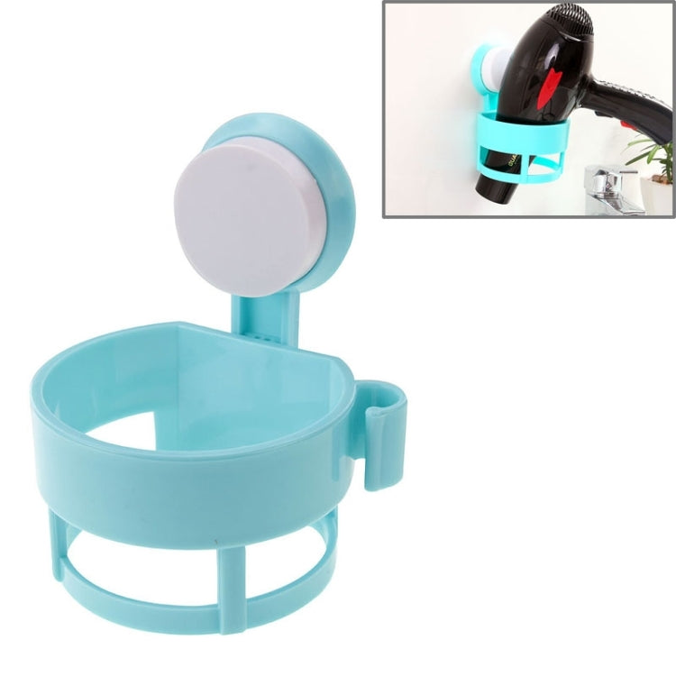 Sucker Wall Mount Bracket Plastic Hair Dryer Bathroom Storage Rack(Blue)