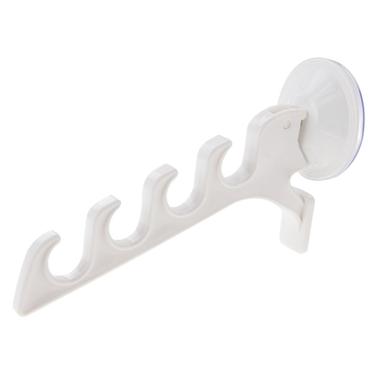 Powerful Sucker Bathroom Clothes Hanger with 4 Hook(White)