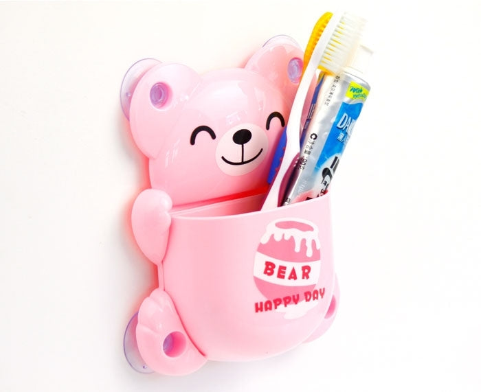 Cartoon Bear Toothbrush Holder with Suction Cups, Random Color Delivery