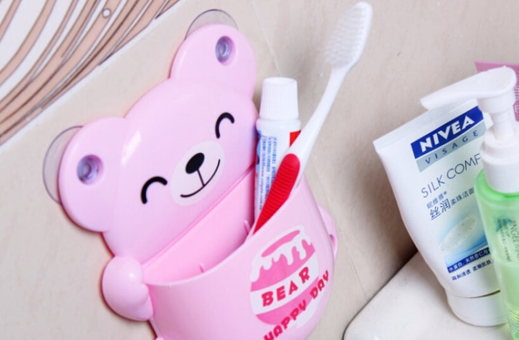 Cartoon Bear Toothbrush Holder with Suction Cups, Random Color Delivery