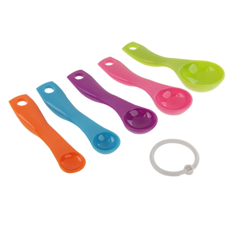 5 Color Hard Plastic Measuring Spoon Set with 5 Spoons