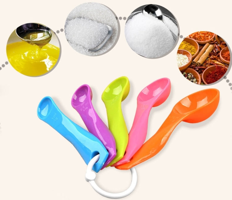 5 Color Hard Plastic Measuring Spoon Set with 5 Spoons