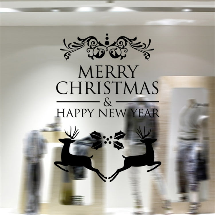 Home Decor Merry Christmas Happy New Year Removable Wall Stickers, Size: 58cm x 58cm