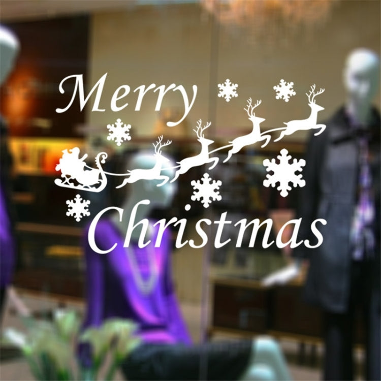 Home Decor Merry Christmas Snowflakes & Deers Removable Wall Stickers, Size: 58cm x 34cm(White)