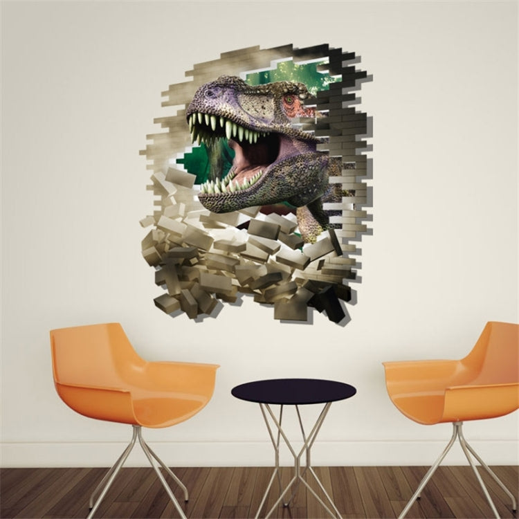 3D Home Decor Breaking Wall Dinosaur Removable Wall Stickers, Size: 60cm x 90cm