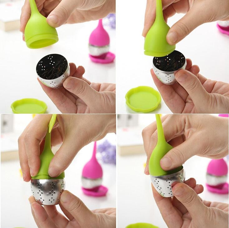 2 PCS Food Grade Leaf Silicone Make Tea Bag Stainless Steel Tea Strainers(Blue)