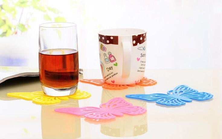 Butterfly Pattern Heat-resistant Anti-skidding Silicone Heat Insulation Mat(Blue)