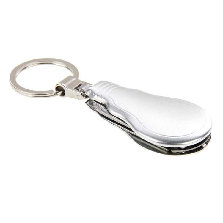 4 in 1 Multifunction Lamp Bulb Shape Metal Frosted Surface Shell Key Chain