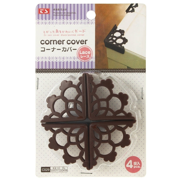 4 PCS PVC Material Lacery Corner Protective Cover(Brown)