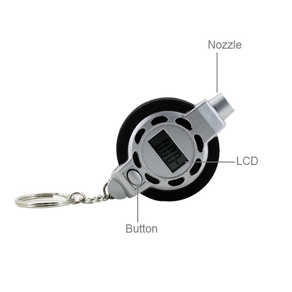 0.5PSI / 0.05Bar Portable Mini 1/4 inch LCD Digital Tyre Pressure Gauge Tester with Key Ring