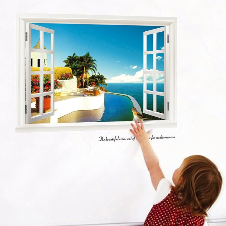 3D Fake Windows Seascape Creative Fashion Wall Stickers, Size: 60cm x 90cm
