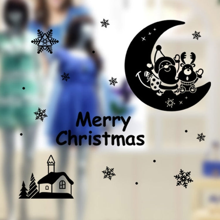 Moon Santa Claus Deer Decor Christmas Wall Stickers, Size: 42cm x 61cm