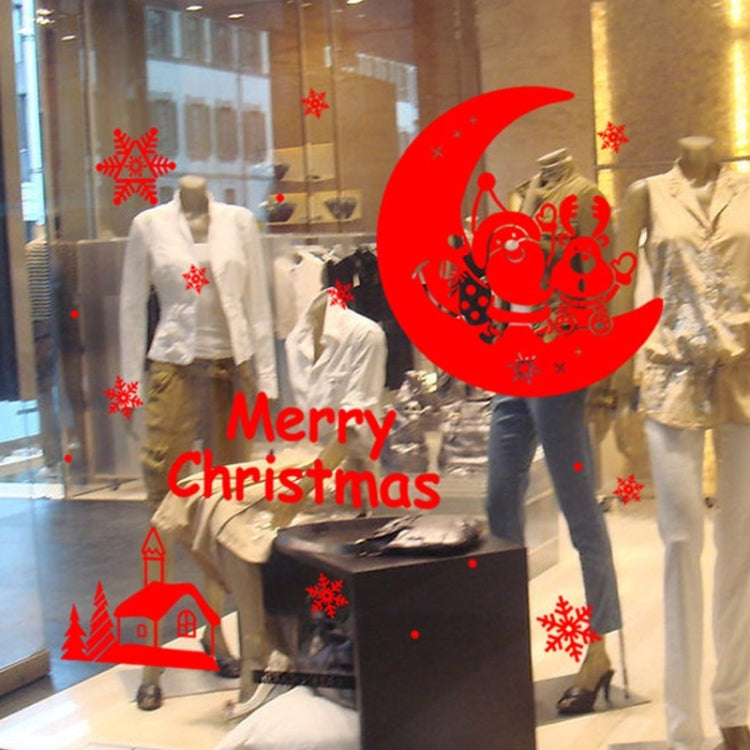 Moon Santa Claus Deer Decor Christmas Wall Stickers, Size: 42cm x 61cm