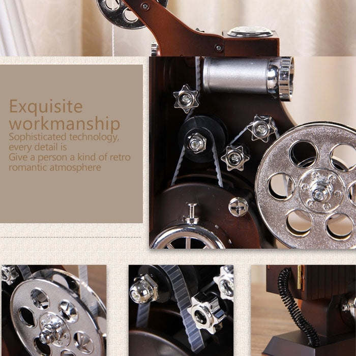 High Quality Vintage Design Classical Projector Shape Beautiful Fine Jewelry Music Box with Mirror