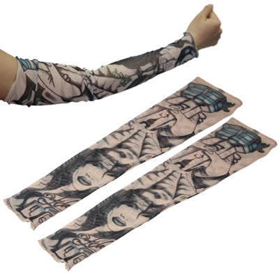 Fake Temporary Tattoo Sleeves Stretchy Body Artwork Arm Stockings, Random Pattern Delivery