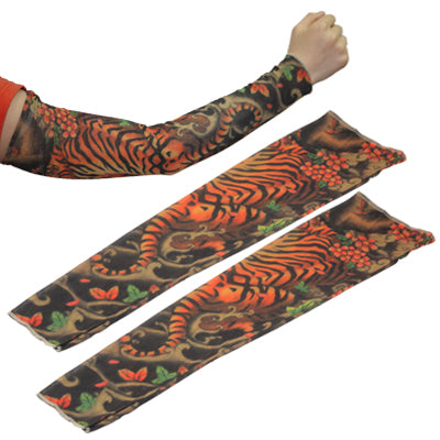 Fake Temporary Tattoo Sleeves Stretchy Body Artwork Arm Stockingss, Random Color Pattern Delivery