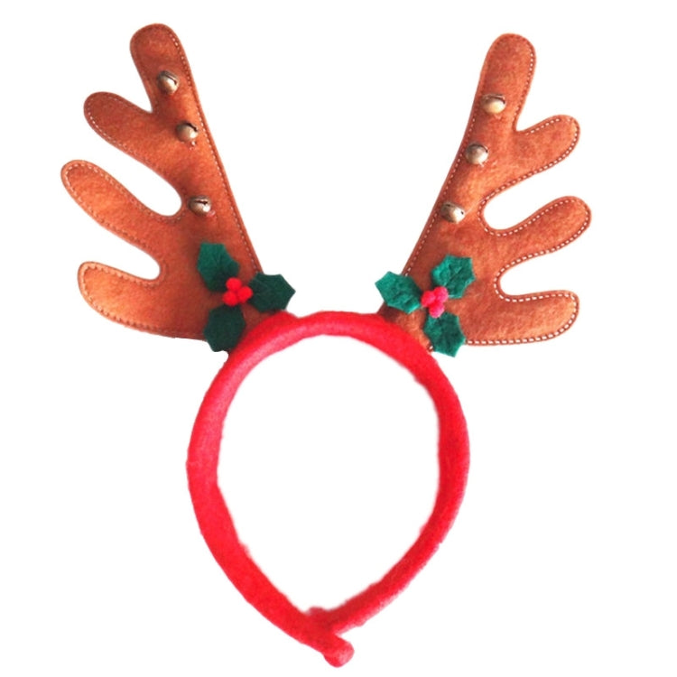 Brown Non-woven Antler Headband Hairband with Leaves & Bell, Pack of 2