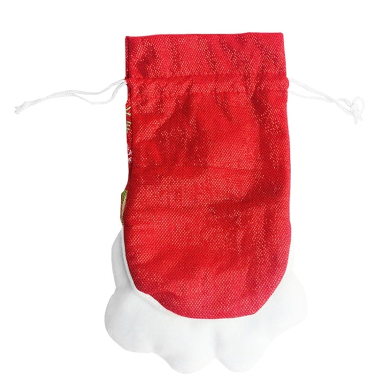 Santa Pattern Christmas Dinner Table Decoration Plush Champagne Wine Bottle Bag