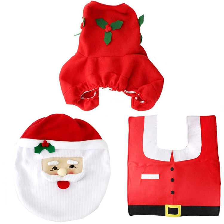Fancy Christmas Decoration Happy Santa Toilet Seat Cover Rug Bathroom Set