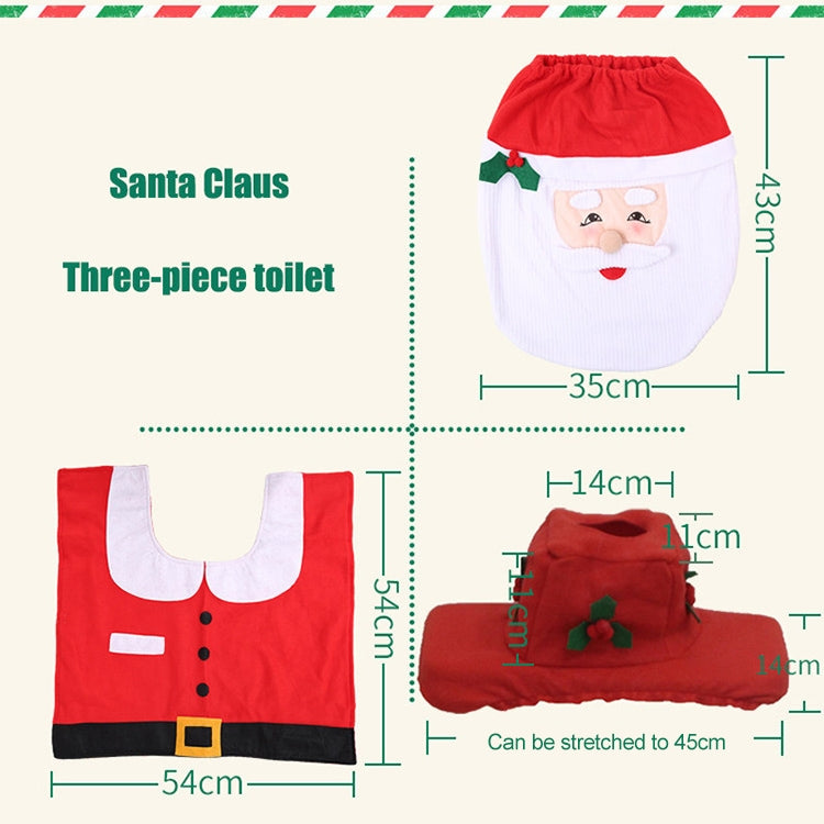 Fancy Christmas Decoration Happy Santa Toilet Seat Cover Rug Bathroom Set