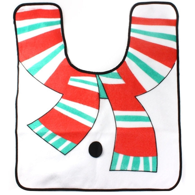 Fancy Christmas Decoration Happy Snowman Toilet Seat Cover Rug Bathroom Set