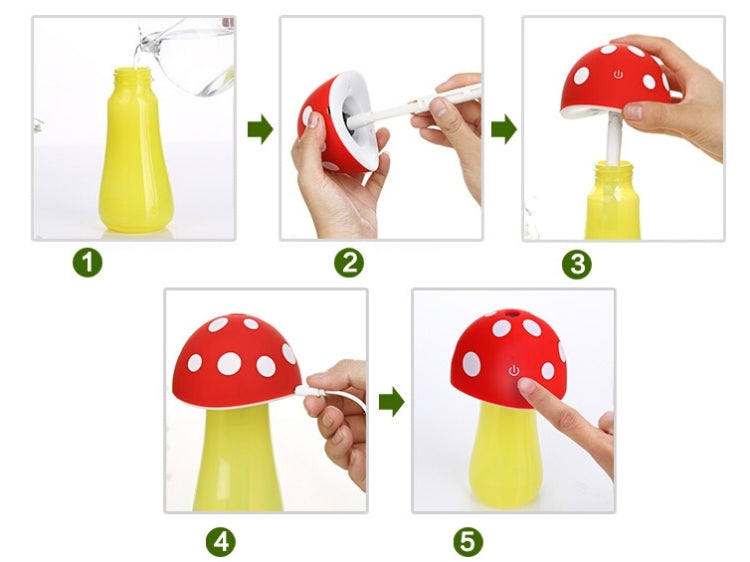 5V 2W USB Mushroom Diffuser Air Purifier Humidifier with LED Light for Office / Car / Home