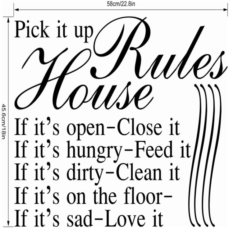 English Proverbs House Rules Decorative Living Room Bedroom Wall Stickers, Size: 58cm x 45.6cm, Random Delivery