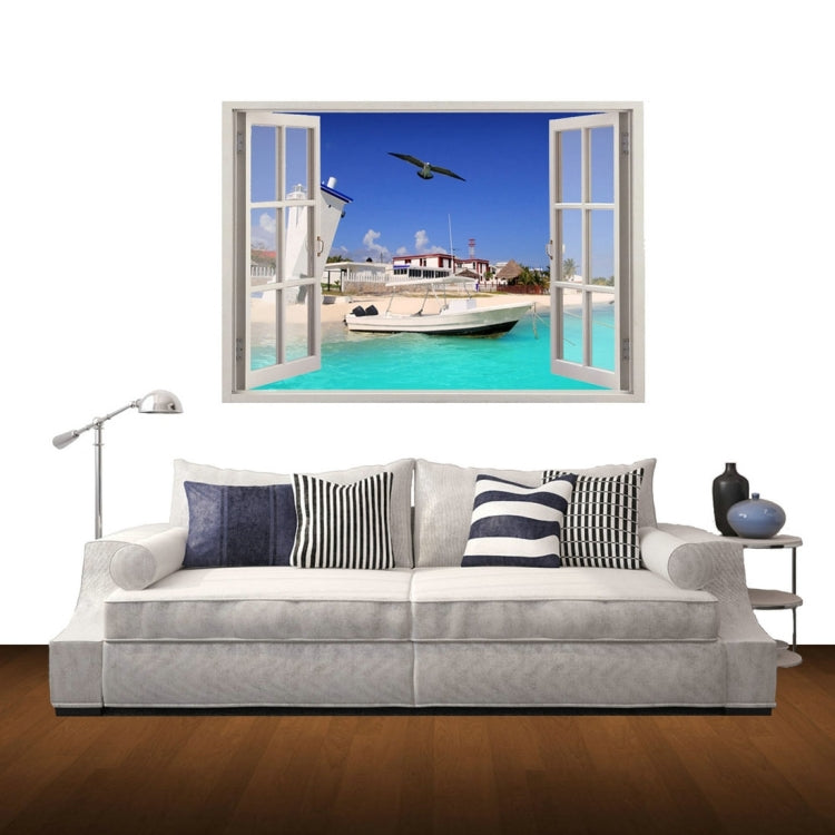 3D Bay Window View Removable Wall Art Sticker, Size: 60 x 85 x 0.3 cm