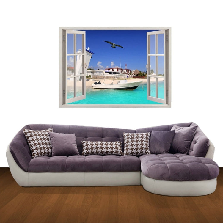 3D Bay Window View Removable Wall Art Sticker, Size: 60 x 85 x 0.3 cm