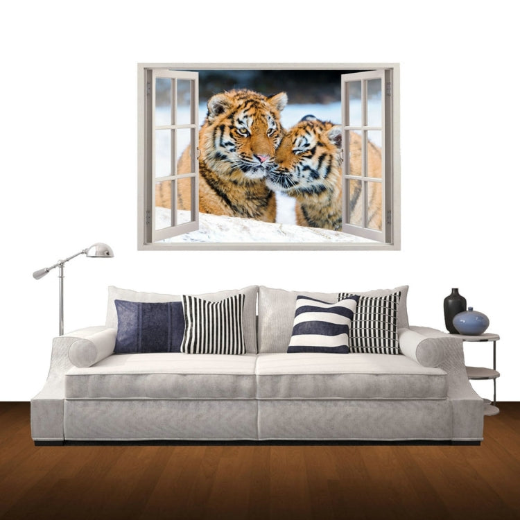3D Tiger Window View Removable Wall Art Sticker, Size: 60 x 85 x 0.3 cm