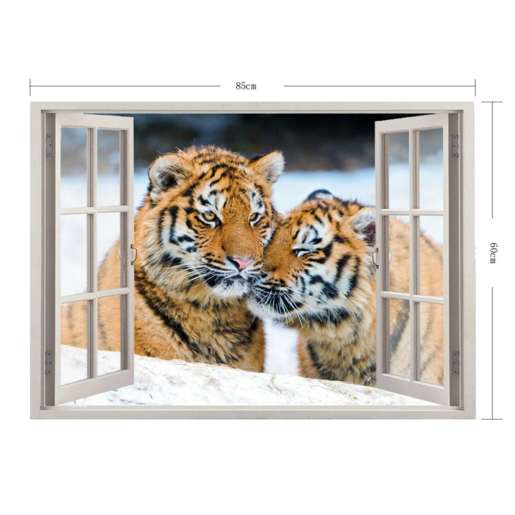 3D Tiger Window View Removable Wall Art Sticker, Size: 60 x 85 x 0.3 cm